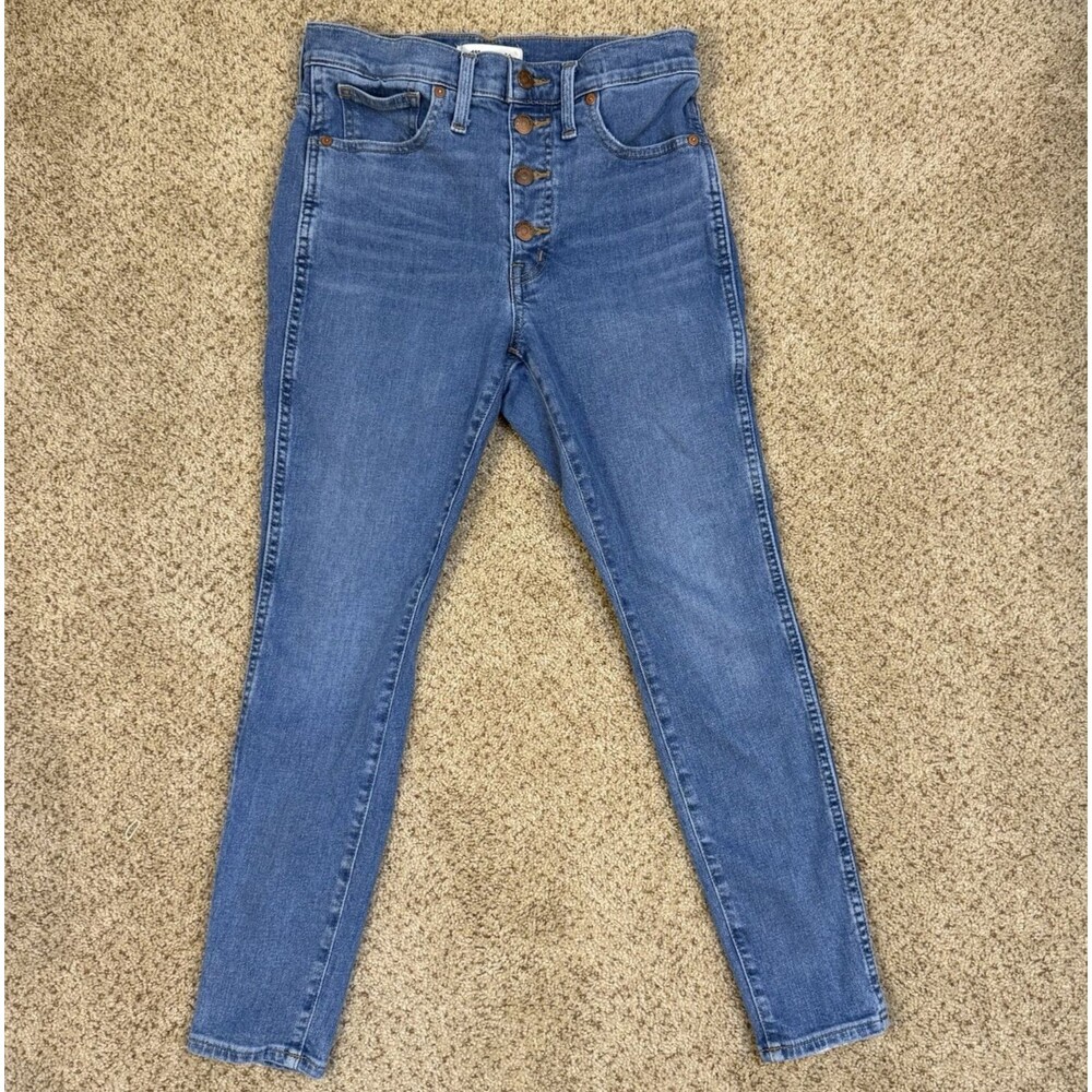 Madewell 10" High-Rise Skinny Jeans Dewitt Wash Button Fly Size 27P style MB011